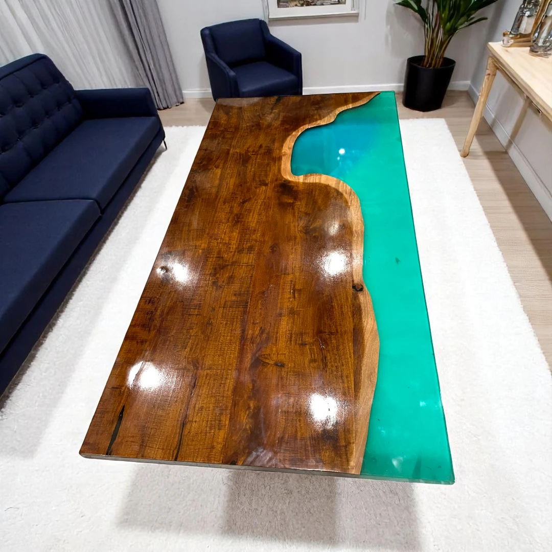 Customizable Rectangle Wood Epoxy Table Tops Exquisite Furniture 